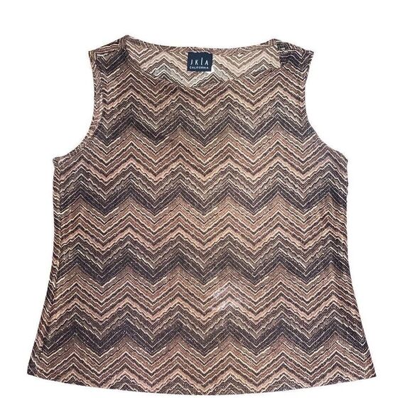JKLA California Vintage Y2K Brown Sparkle Tank Top Sleeveless Blouse Size Small - Picture 1 of 4
